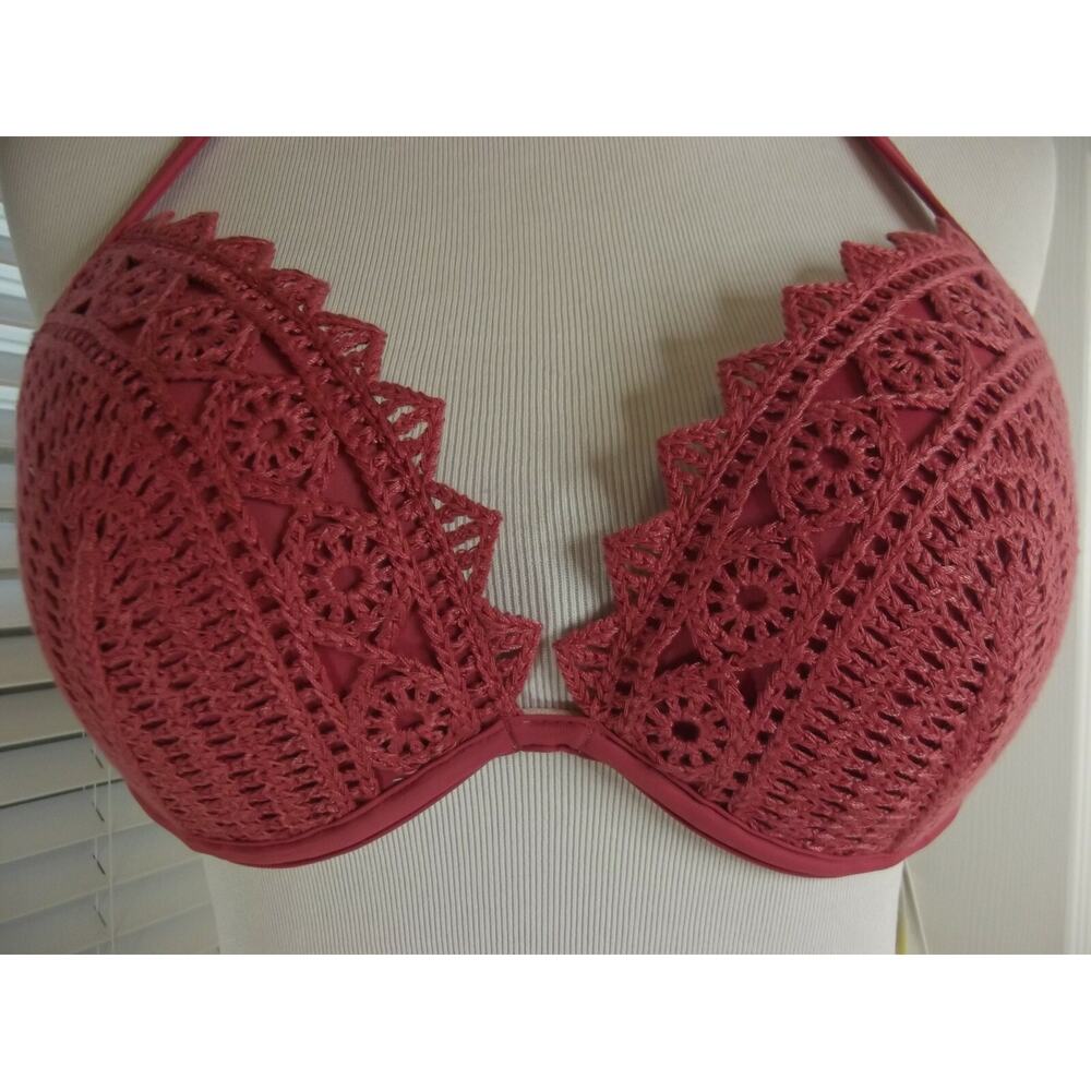 NWT SHADE & SHORE Rose Pink Lightly Lined PUSH UP BIKINI TOP 34B - Picture 3 of 8